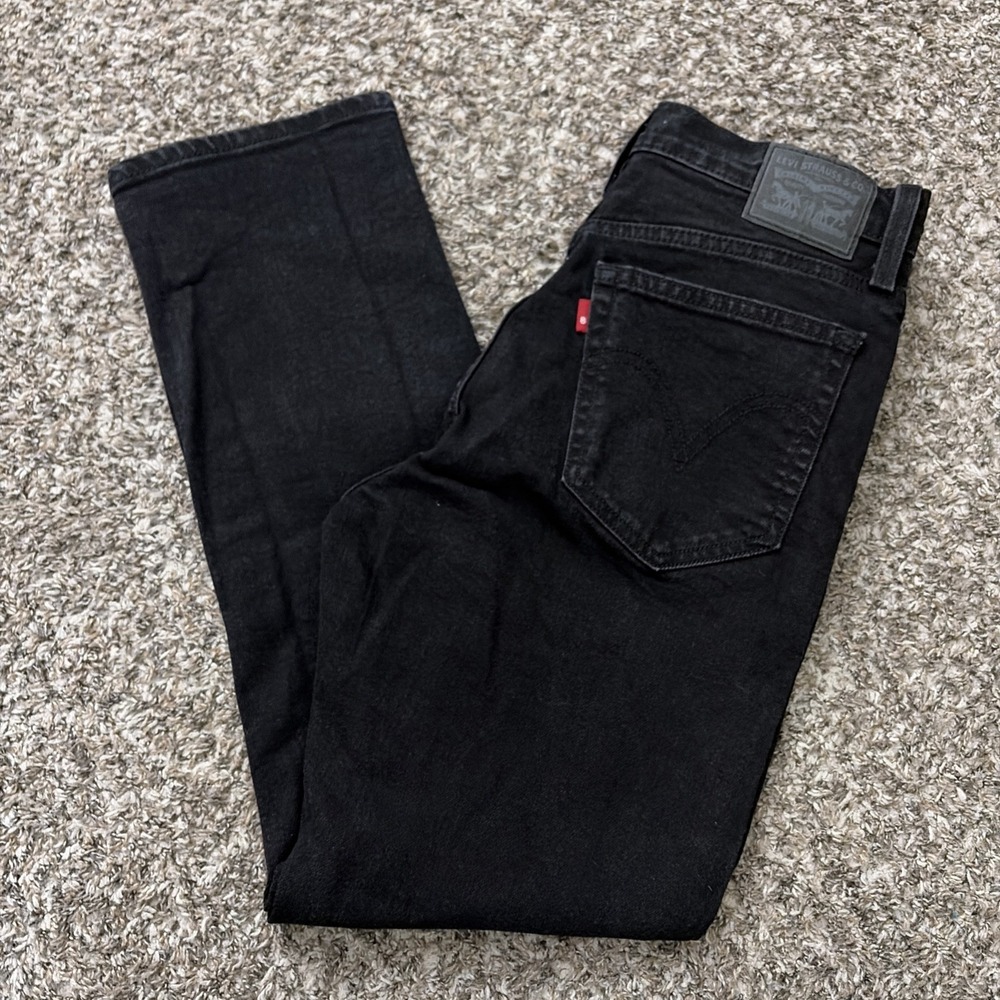 Levi's Denim Wedgie Straight Jeans Size 30 Black Women's Button Fly Pant